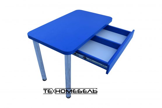 Стол кухонный (обеденный) синего цвета с выдвижным ящиком