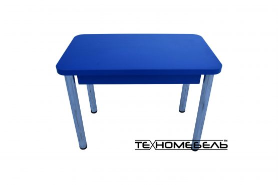 Стол кухонный (обеденный) синего цвета с выдвижным ящиком 3